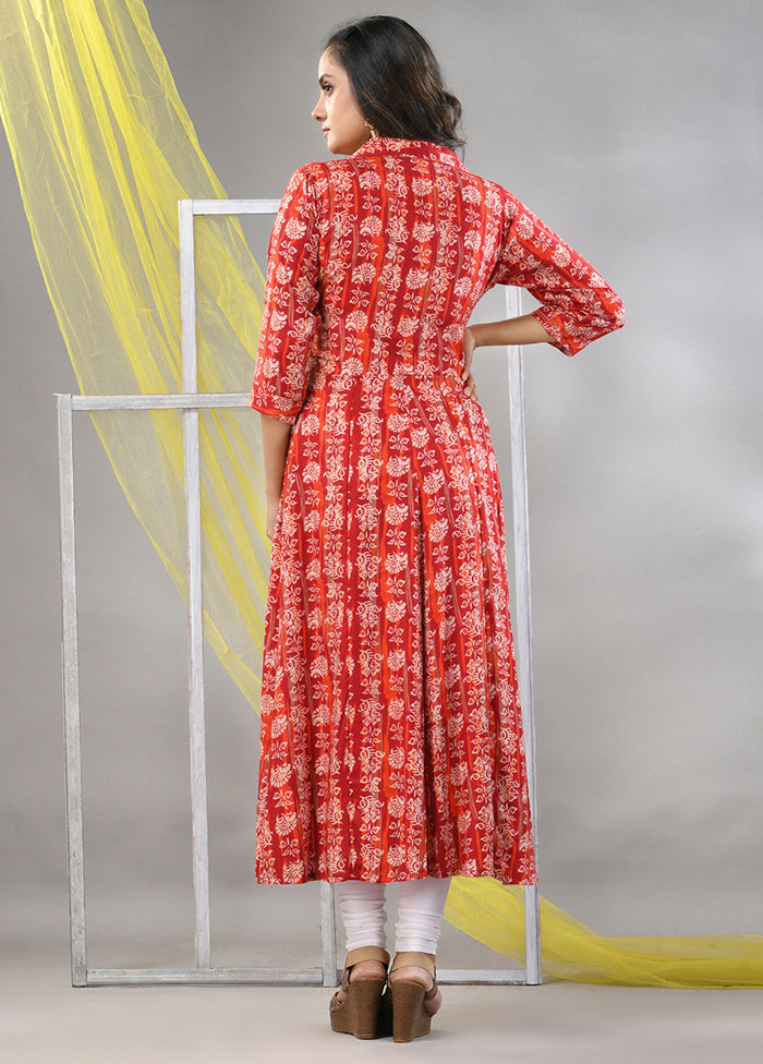 Red Readymade Rayon Kurti