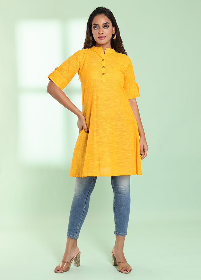 Yellow Readymade Cotton Kurti