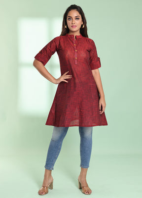 Maroon Readymade Cotton Kurti - Indian Silk House Agencies