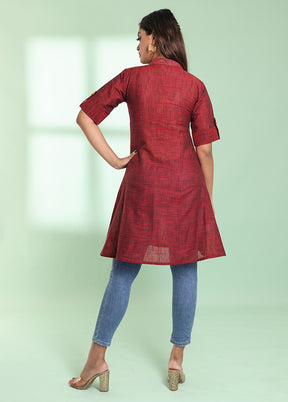 Maroon Readymade Cotton Kurti