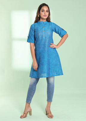 Blue Readymade Cotton Kurti - Indian Silk House Agencies