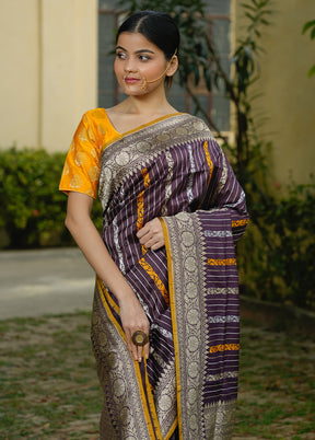 Brown Katan Pure Silk Saree With Blouse Piece
