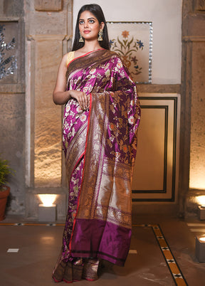 Magenta Katan Pure Silk Saree With Blouse Piece