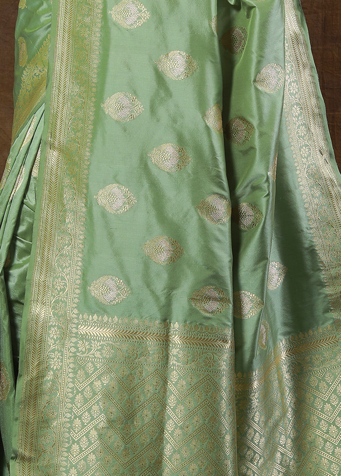 Pista Green Katan Pure Silk Saree With Blouse Piece