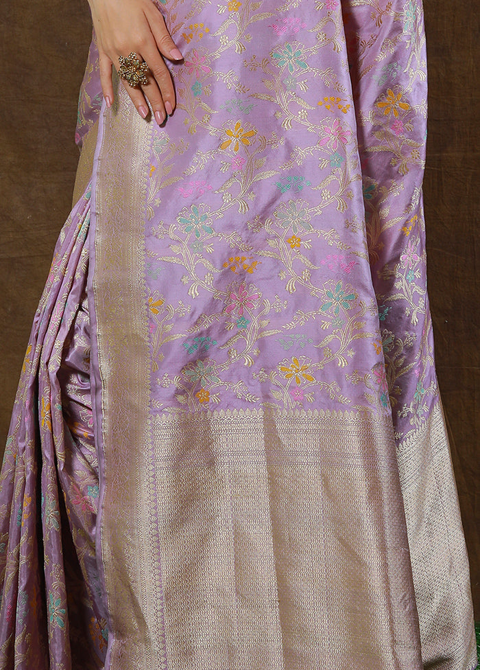Lavender Katan Pure Silk Saree With Blouse Piece