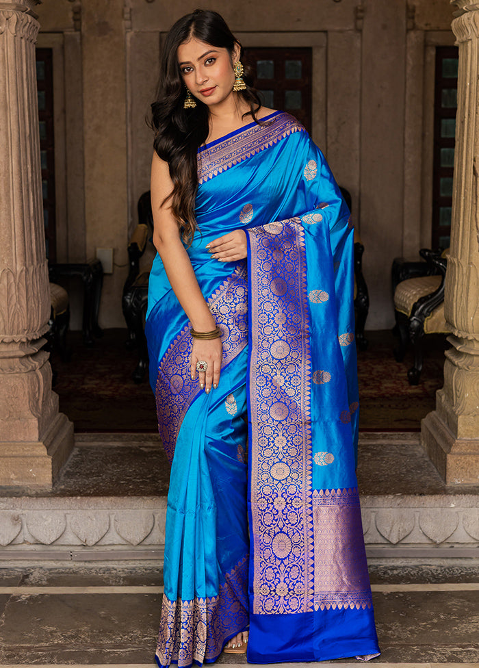 Royal Blue Katan Pure Silk Saree With Blouse Piece