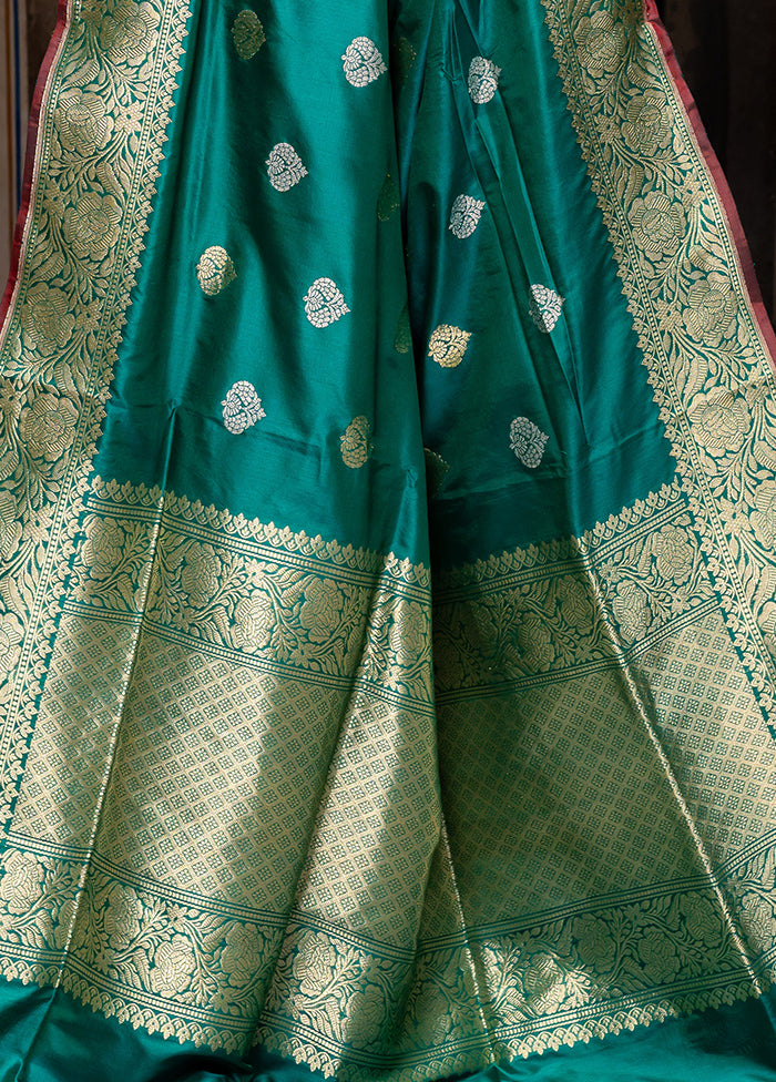 Green Katan Pure Silk Saree With Blouse Piece