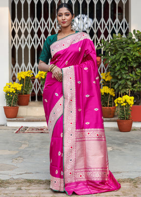 Magenta Katan Pure Silk Saree With Blouse Piece