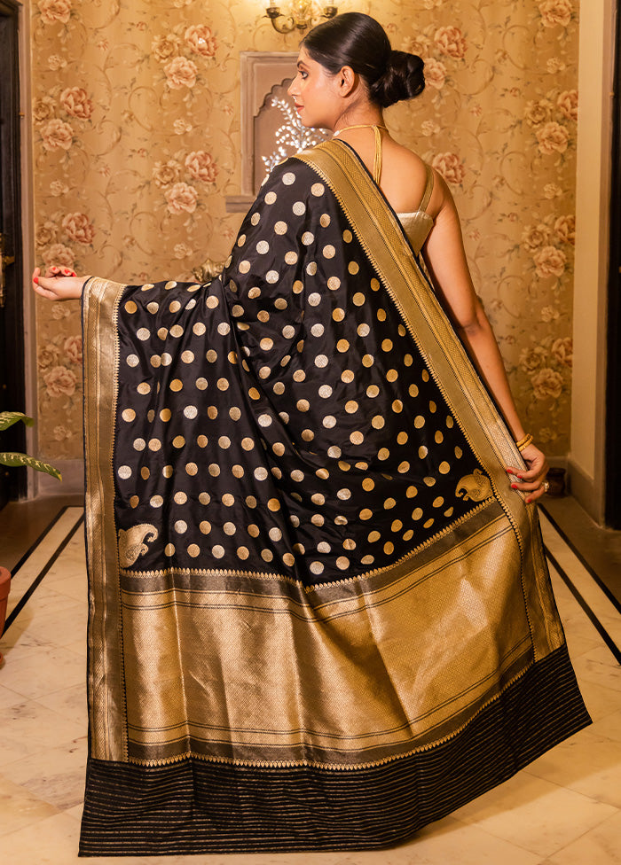 Black Katan Pure Silk Saree With Blouse Piece