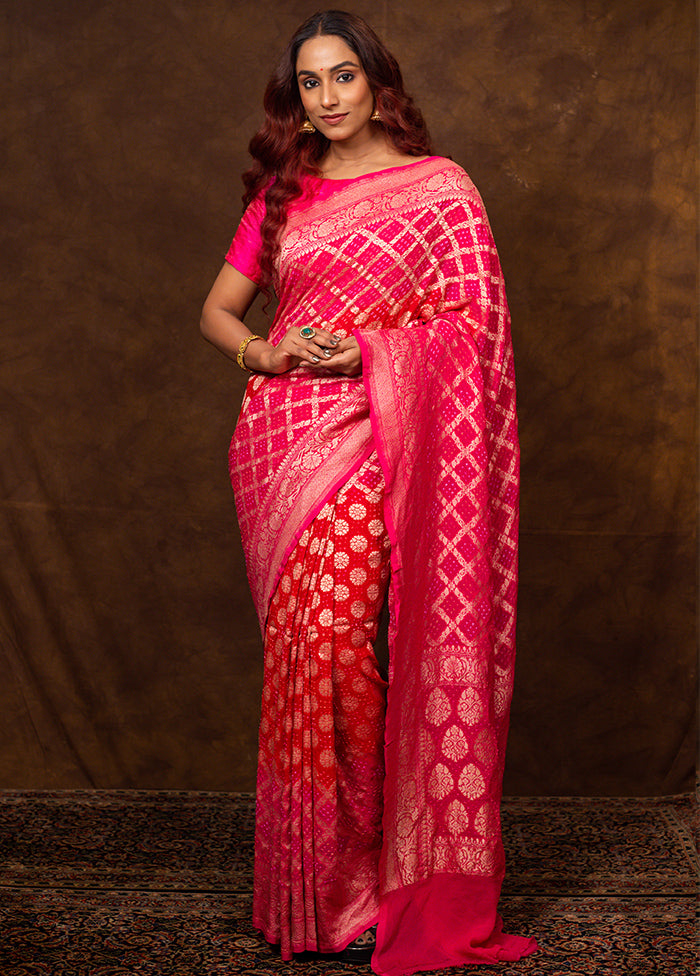 Red Pure Georgette Saree With Blouse Piece