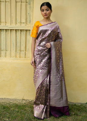 Magenta Katan Pure Silk Saree With Blouse Piece