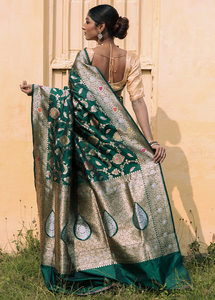 Green Katan Pure Silk Saree With Blouse Piece