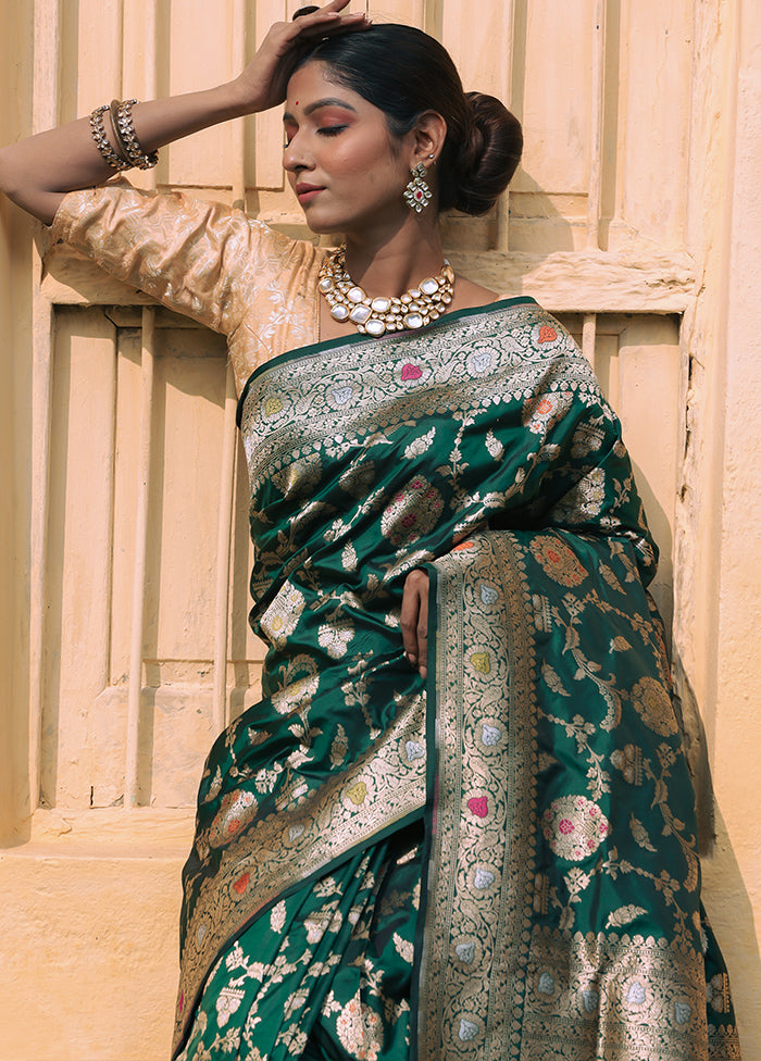 Green Katan Pure Silk Saree With Blouse Piece