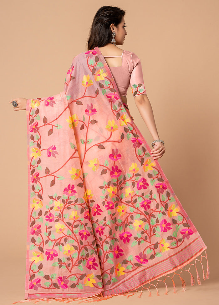 Pink Cotton Saree With Blouse Piece - Indian Silk House Agencies