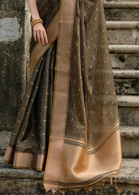 Coffee Tussar Silk Saree With Blouse Piece