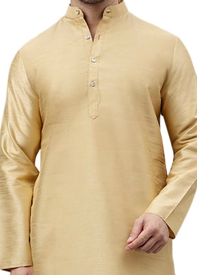 Cream Dupion Silk Solid Kurta