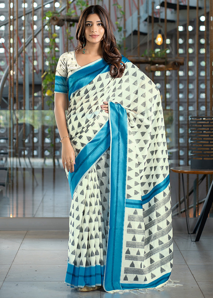 Blue Silk Saree With Blouse Piece - Indian Silk House Agencies