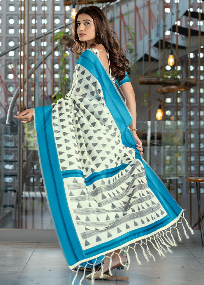 Blue Silk Saree With Blouse Piece - Indian Silk House Agencies