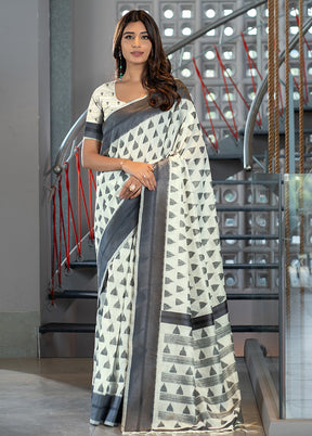 Grey Silk Saree With Blouse Piece - Indian Silk House Agencies