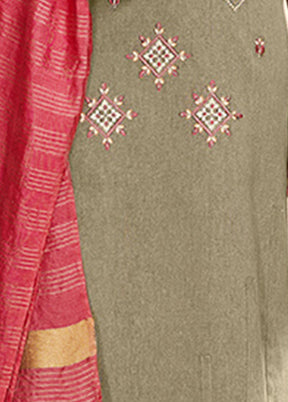 3 Pc Beige Readymade Cotton Suit Set VDKSH040356 - Indian Silk House Agencies