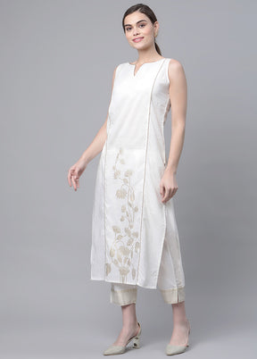 2 Pc Off White Cotton Straight Kurti Set VDKSH120422 - Indian Silk House Agencies