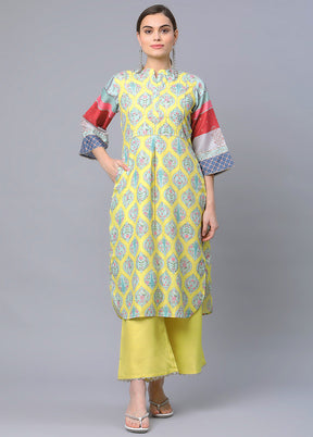 2 Pc Yellow Cotton Anarkali Kurti Set VDKSH120423 - Indian Silk House Agencies