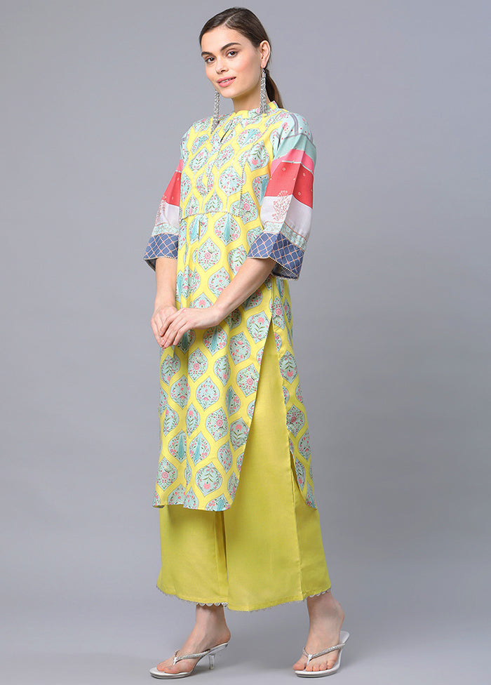 2 Pc Yellow Cotton Anarkali Kurti Set VDKSH120423 - Indian Silk House Agencies