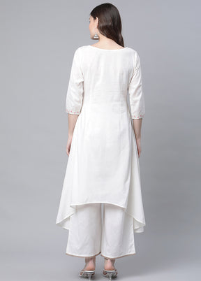 2 Pc Off White Cotton High Low Hem Kurti Set VDKSH120424 - Indian Silk House Agencies