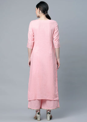 2 Pc Light Pink Cotton Straight Kurti Set VDKSH120425 - Indian Silk House Agencies