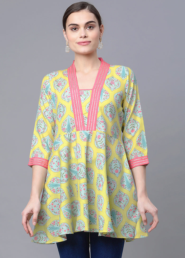 Yellow Readymade Cotton Ethnic Printed Tunic VDKSH12042038 - Indian Silk House Agencies