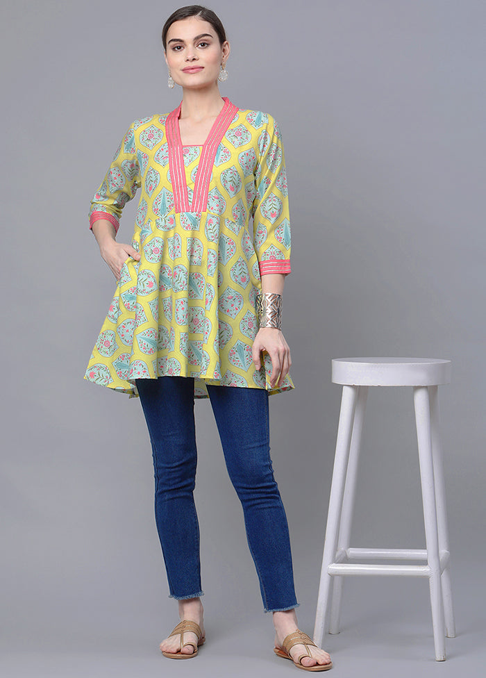 Yellow Readymade Cotton Ethnic Printed Tunic VDKSH12042038 - Indian Silk House Agencies