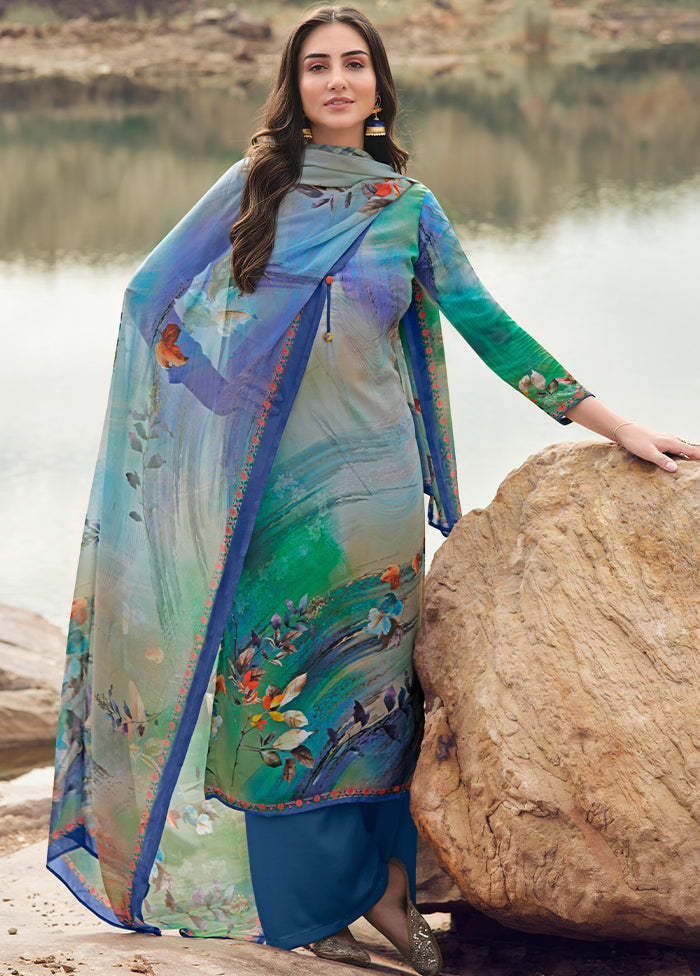 3 Pc Multicolor Digital Unstitched Suit Set With Dupatta VDKSH169223 - Indian Silk House Agencies