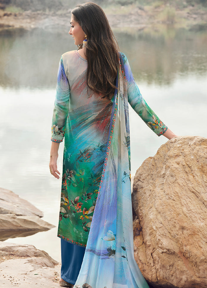 3 Pc Multicolor Digital Unstitched Suit Set With Dupatta VDKSH169223 - Indian Silk House Agencies