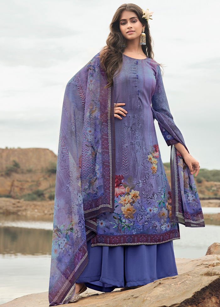 3 Pc Purple Digital Unstitched Suit Set With Dupatta VDKSH169232 - Indian Silk House Agencies