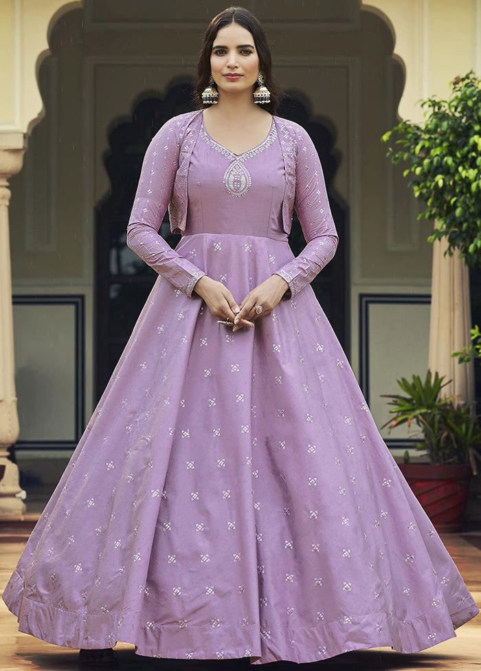 2 Pc Purple Ethnic Semistitched Gown Style Dress And Koti VDKSH810223 - Indian Silk House Agencies