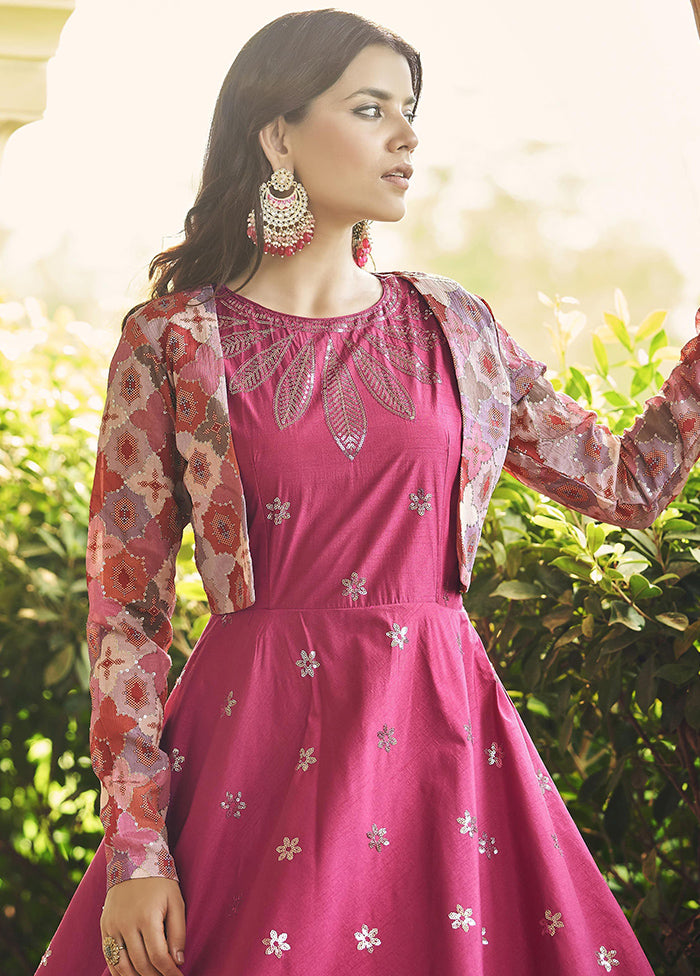 2 Pc Pink Ethnic Semistitched Gown Style Dress And Koti VDKSH810226 - Indian Silk House Agencies