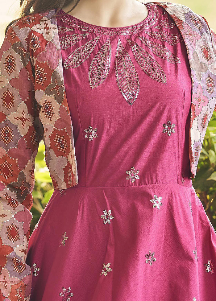 2 Pc Pink Ethnic Semistitched Gown Style Dress And Koti VDKSH810226 - Indian Silk House Agencies