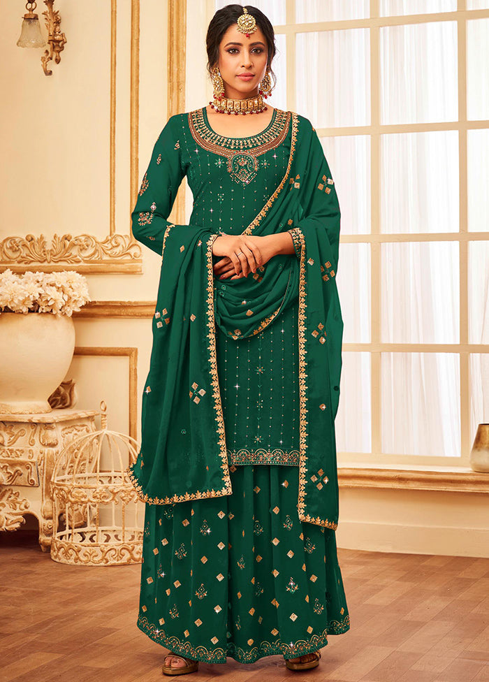 3 Pc Green Georgette Suit Set With Dupatta VDKSH810251 - Indian Silk House Agencies