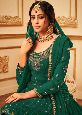 3 Pc Green Georgette Suit Set With Dupatta VDKSH810251 - Indian Silk House Agencies
