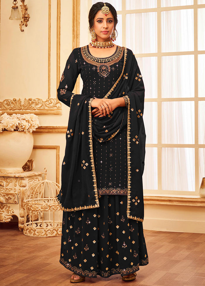 3 Pc Black Georgette Suit Set With Dupatta VDKSH810254 - Indian Silk House Agencies