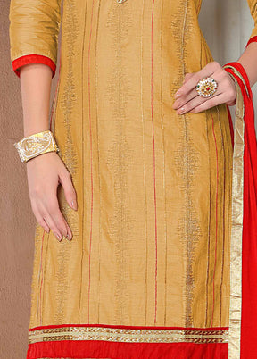 3 Pc Mustard Unstitched Cotton Salwar Suit With Dupatta VDKSH810258 - Indian Silk House Agencies