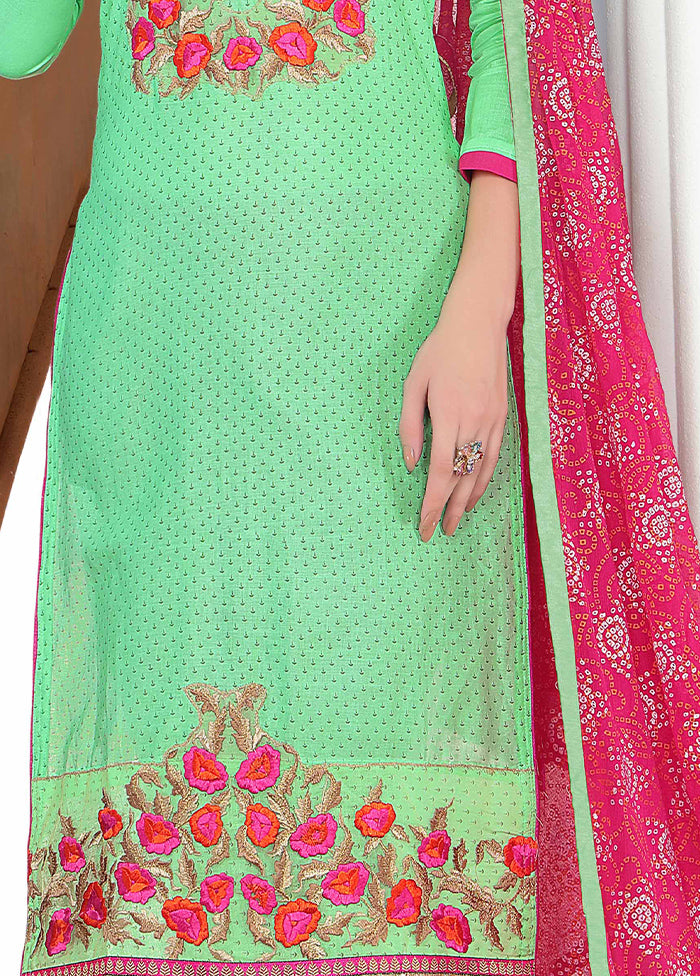 3 Pc Green Unstitched Cotton Salwar Suit With Dupatta VDKSH810260 - Indian Silk House Agencies