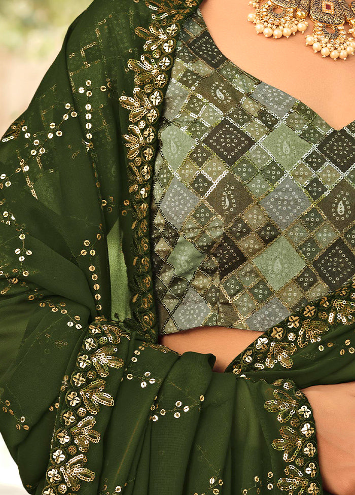 Green Semi Stitched Lehenga Choli Set With Dupatta - Indian Silk House Agencies