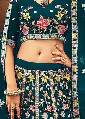 Blue Semi Stitched Lehenga Choli Set With Dupatta - Indian Silk House Agencies