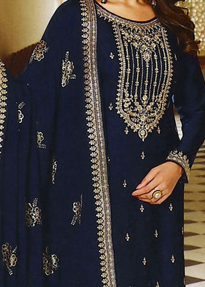 3 Pc Blue Salwar Suit Set With Dupatta VDKSH1110275 - Indian Silk House Agencies