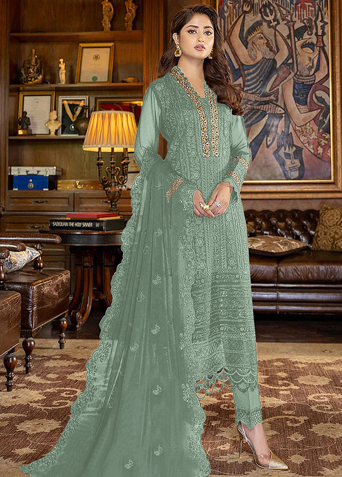 3 Pc Green Georgette Suit Set With Dupatta VDKSH1310234 - Indian Silk House Agencies