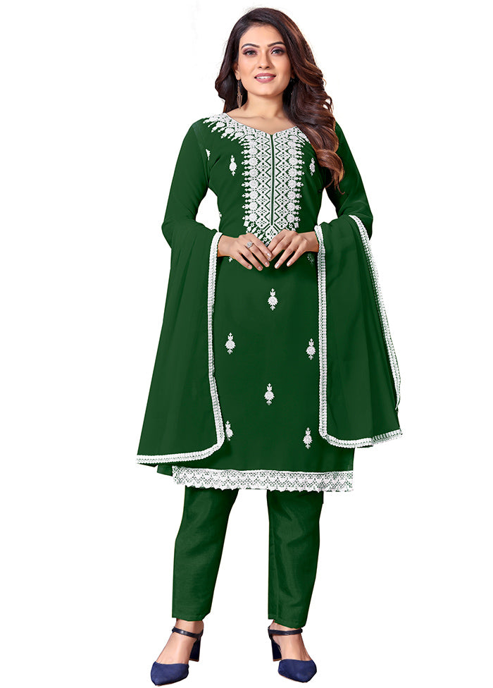 3 Pc Green Unstitched Georgette Suit Set With Dupatta VDKSH1310236 - Indian Silk House Agencies