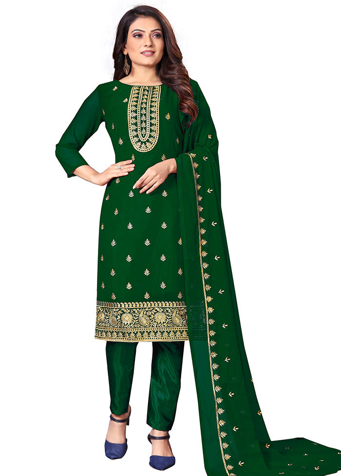 3 Pc Green Unstitched Georgette Suit Set With Dupatta VDKSH1310249 - Indian Silk House Agencies