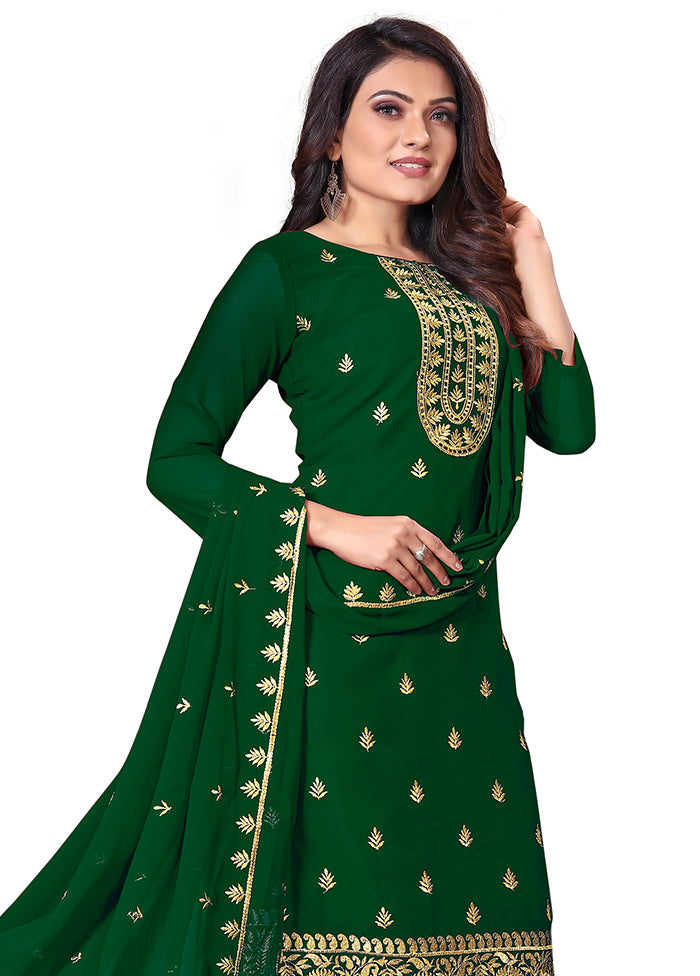 3 Pc Green Unstitched Georgette Suit Set With Dupatta VDKSH1310249 - Indian Silk House Agencies