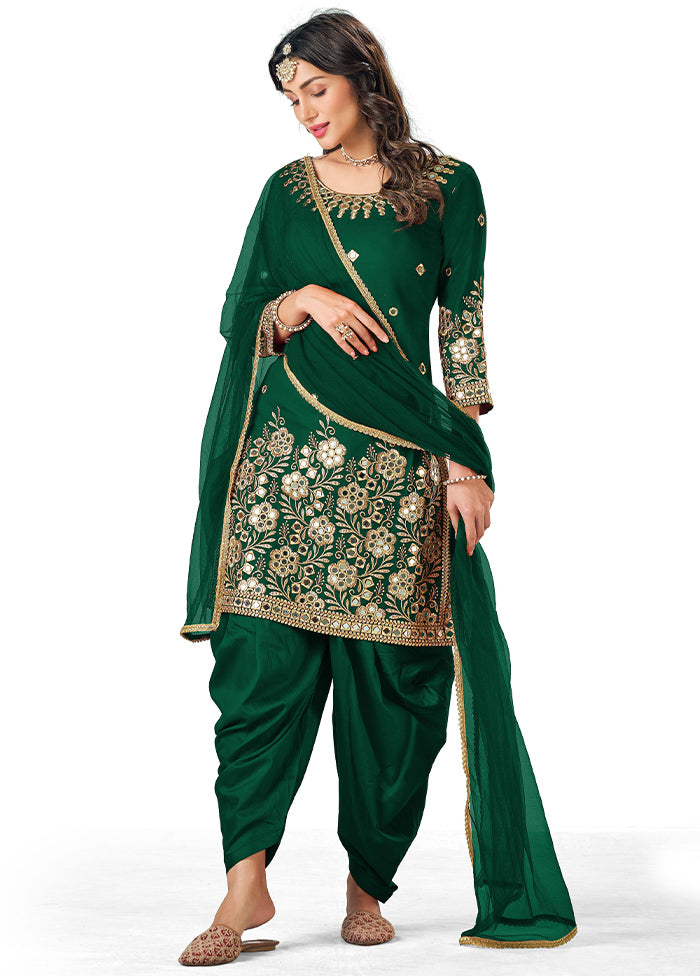 3 Pc Green Georgette Mirror Suit Set With Dupatta VDKSH1410230 - Indian Silk House Agencies